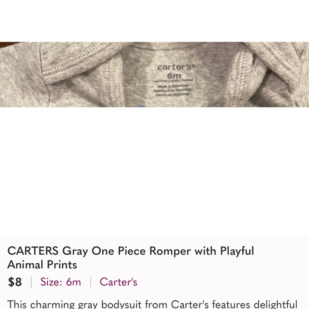 Carter's 6 Months Baby Boy Bundle of 2 - “Dinosaur” Sleeper and “Reptile” Romper - Picture 8 of 8